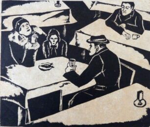 Bar Scene by Jacob Eisenscher at Gilden's Art Gallery