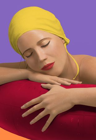 Serena With Yellow Cap by Carole Feuerman