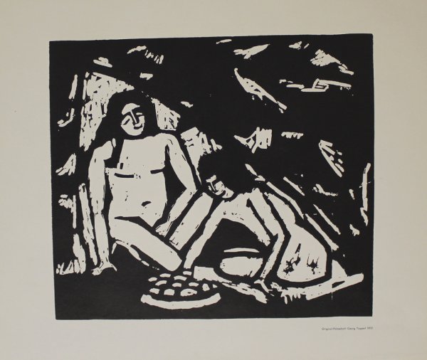 Zwei Sitzende Mädchenakte by Georg Tappert