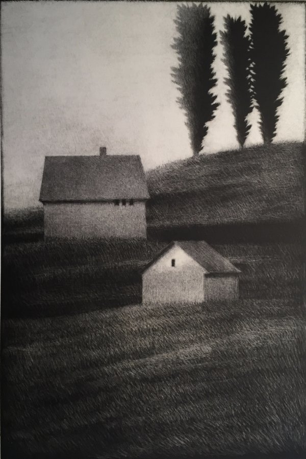Hillside W Three Trees by Robert Kipniss