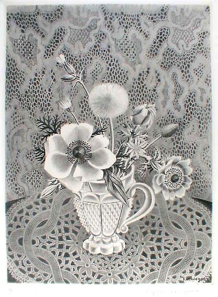 Anémonés Et Fleurs De Champs Dans Un Verre A… by Kiyoshi Hasegawa