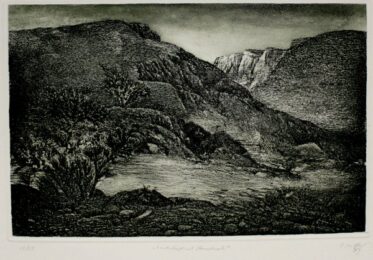 Landschaft Mit Strauchwerk / Landscape With Bushes by Claus Müller at Sylvan Cole Gallery