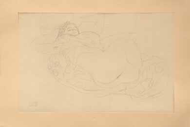 Liegender, Weiblicher Akt. Lying, Female Nude. by Gustav Klimt at Peter Harrington Gallery