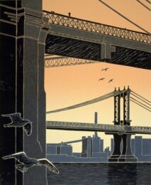 Manhattan Bridge Under The Brooklyn Bridge by Emily Trueblood at ebo Gallery