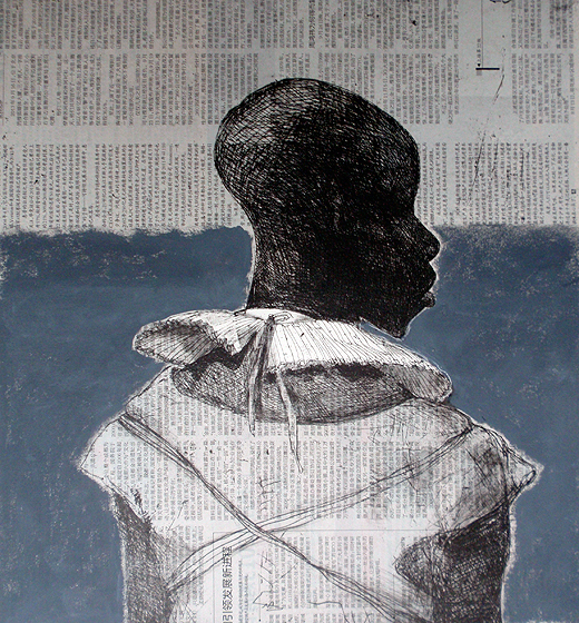 White Collar Black Man, Grey Newspaper by Marcelle Hanselaar