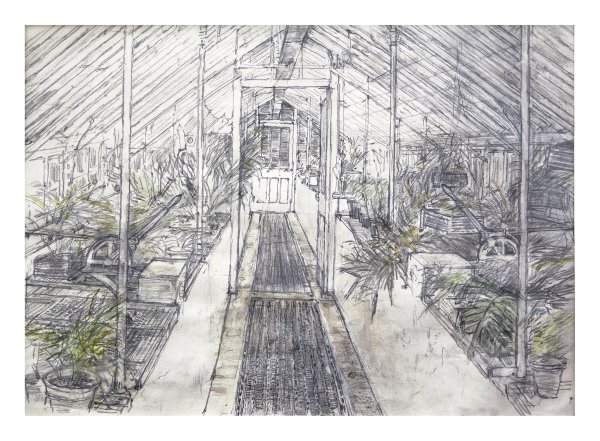Glasshouse In West Dean Gardens by Olwyn Bowey RA