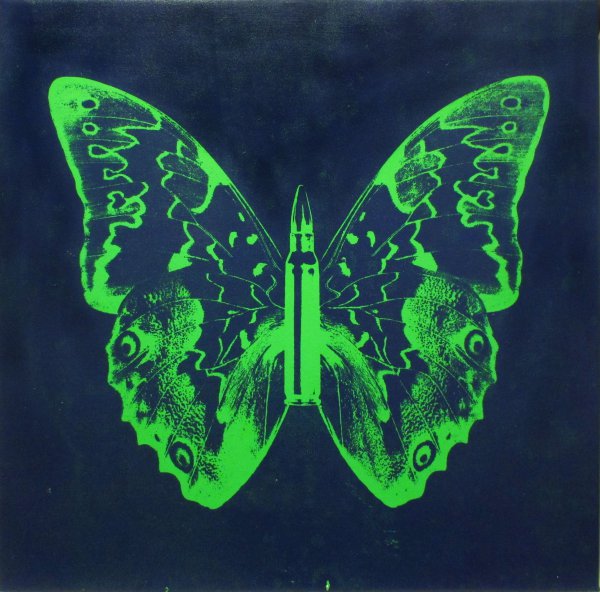 Green Butterly Ii On Blue by Rubem Robierb