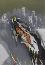 Stadt Mit Mond by Karl Brandstätter at Sylvan Cole Gallery