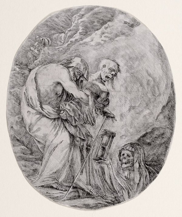 Death Dragging An Old Man To His Tomb by Stefano Della Bella