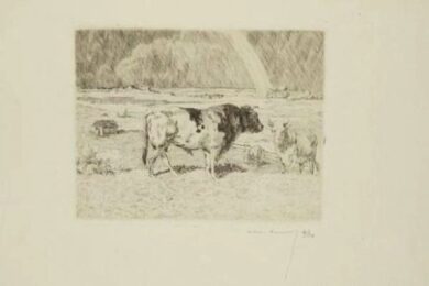 Taureau Dans Un Pré / Bull In A Meadow by Alexandre Lunois at Sylvan Cole Gallery