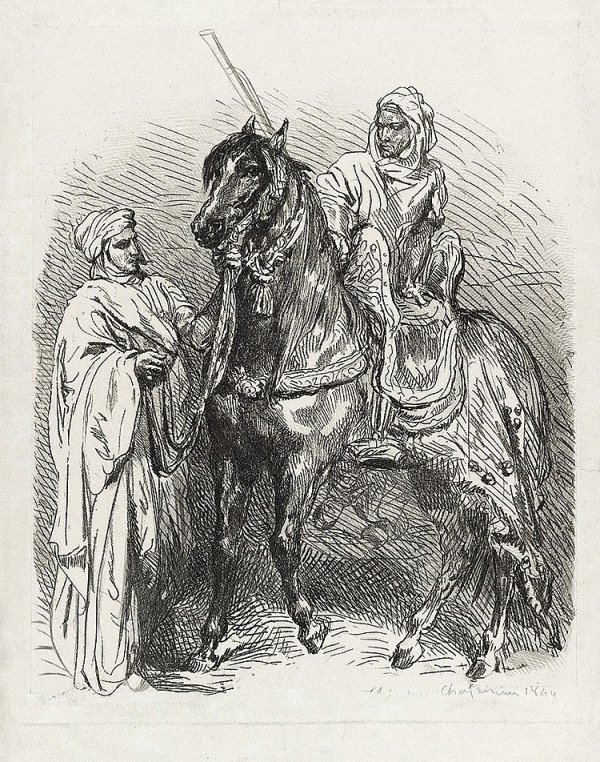 Arabe Montant En Selle / Cavalier Arabe Partant Pour La Guerre by Théodore Chassériau
