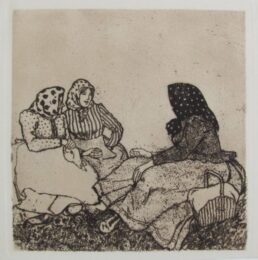 Three Peasant Women In Conversation by Emil Orlik at William Chambers Art