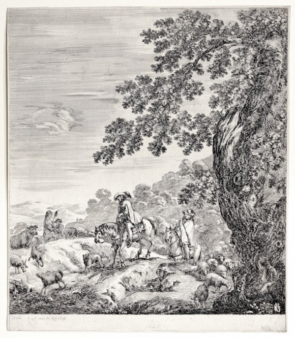 Two Men On Horseback by Stefano Della Bella