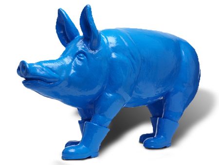 Cloned Blue Father Pig With Boots by William Sweetlove
