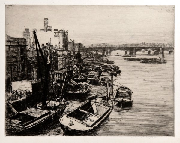 Thames View With Barges by Mortimer Luddington Menpes