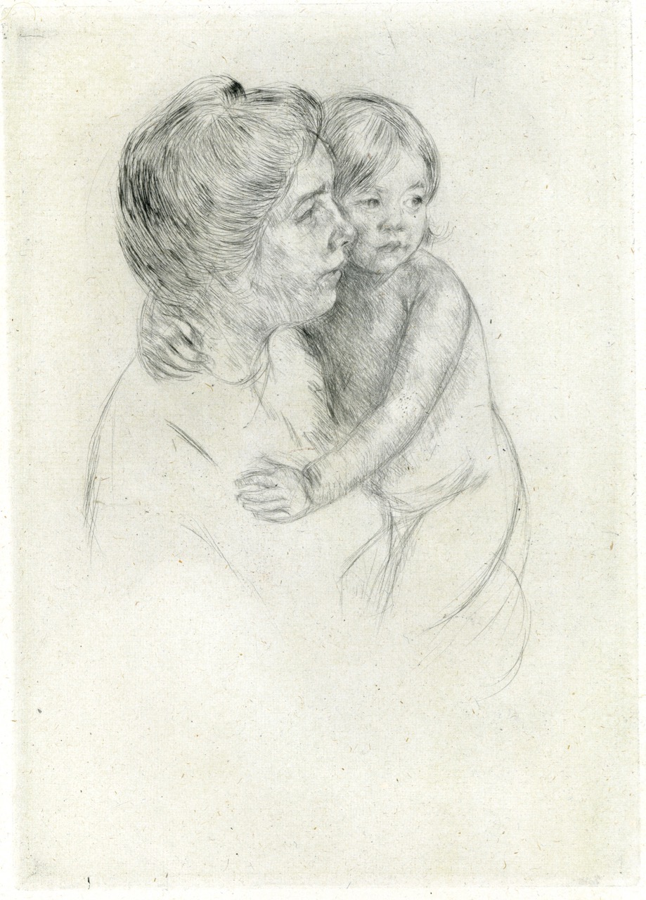 Antoine Holding Her Child (b204) by Mary Cassatt