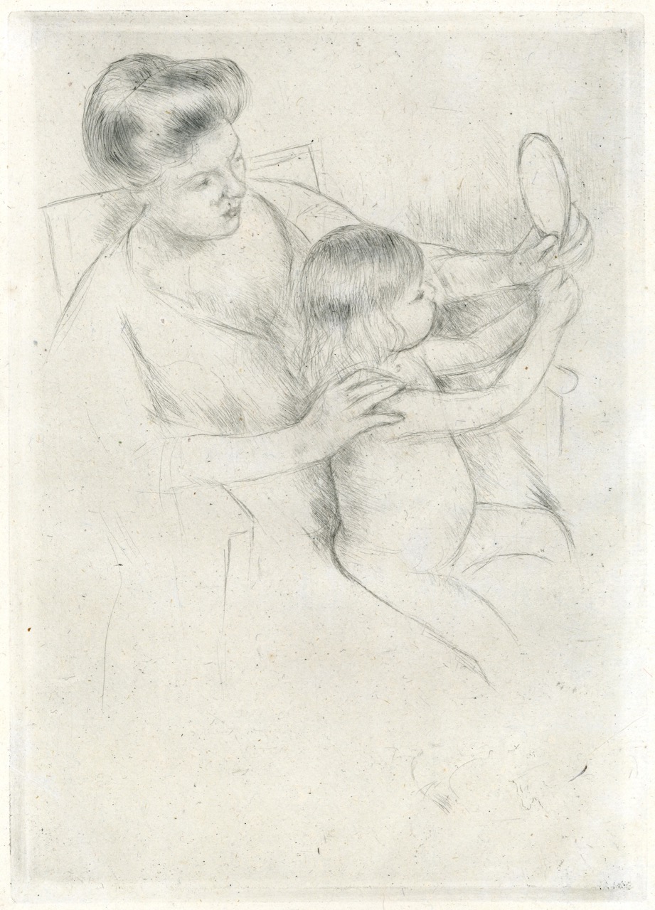 Looking Into A Hand-mirror Ii (b202) by Mary Cassatt