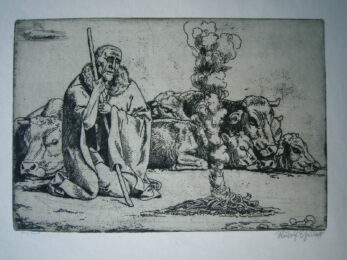 Hirt Am Feuer by Rudolf Scheller at Sylvan Cole Gallery