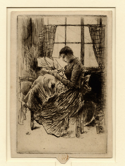 Jeune Fille Cousant by Norbert Goeneutte