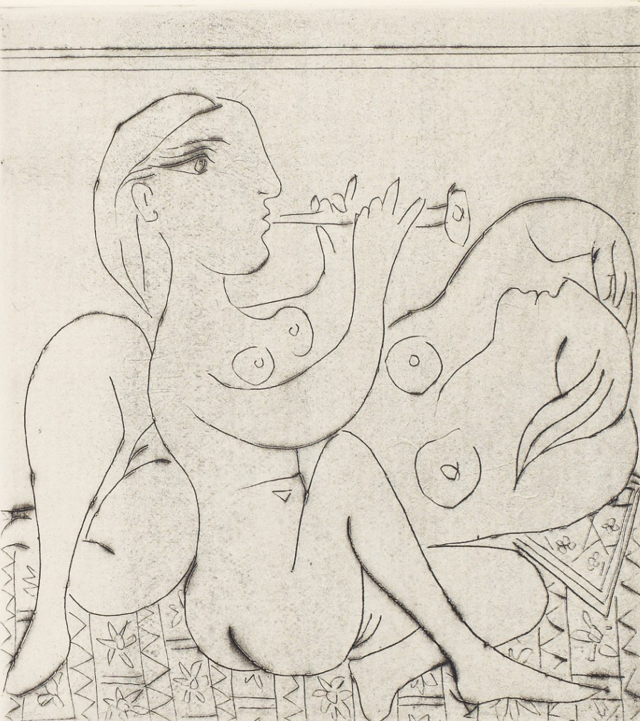 Flûtiste Et Dormeuse Ii by Pablo Picasso