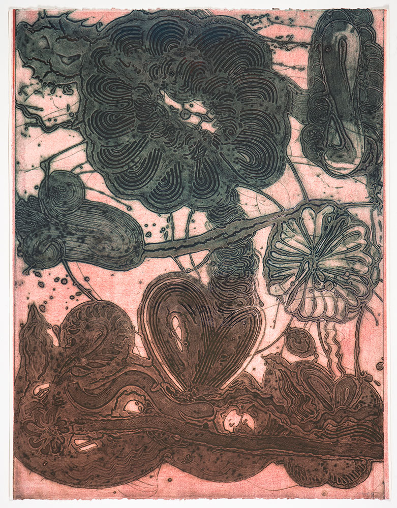 Garden (daisy, Pheasant, Green On Rose) by Catherine Howe