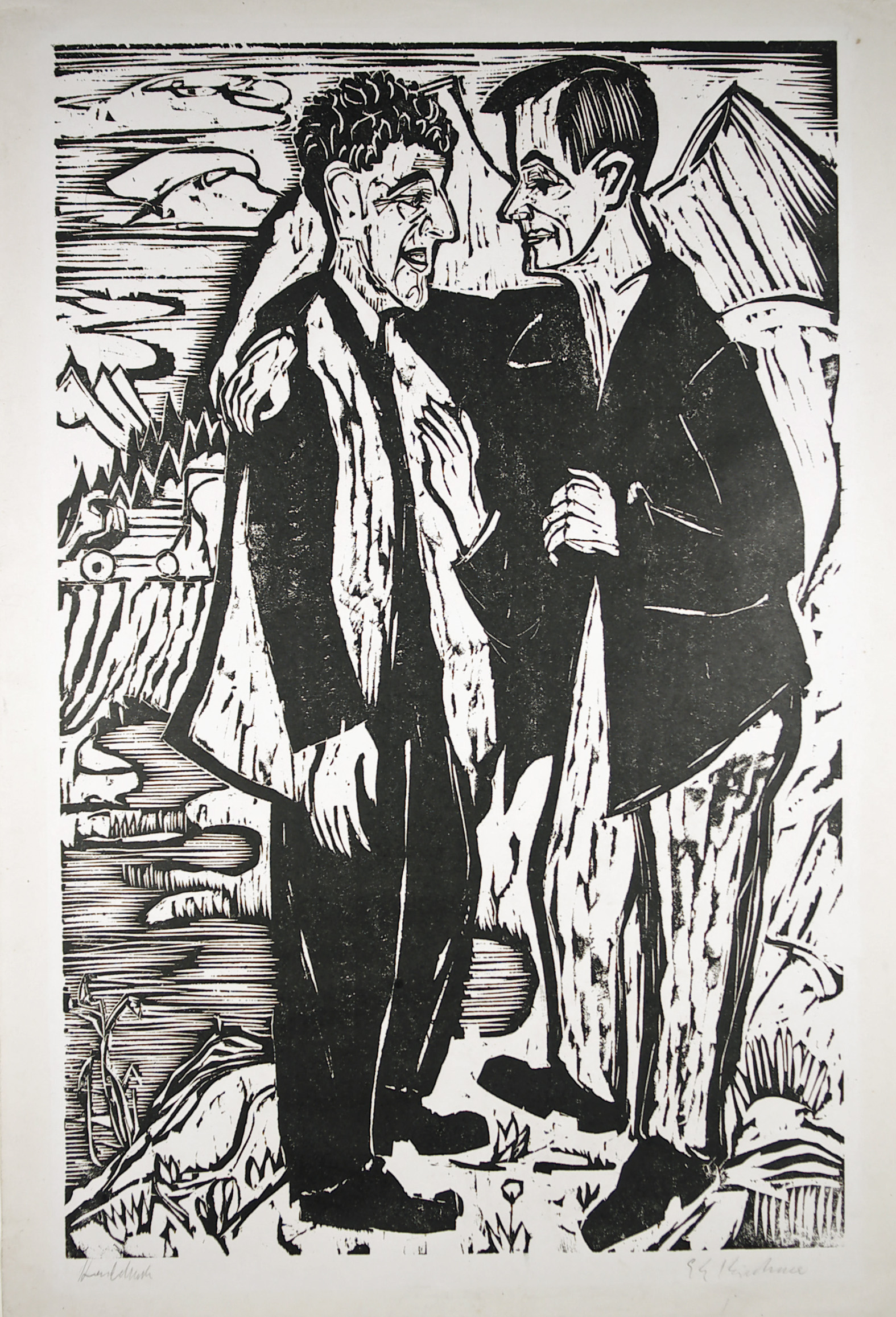Die Freunde  (Albert Müller und Hermann Scherer) by Ernst Ludwig Kirchner