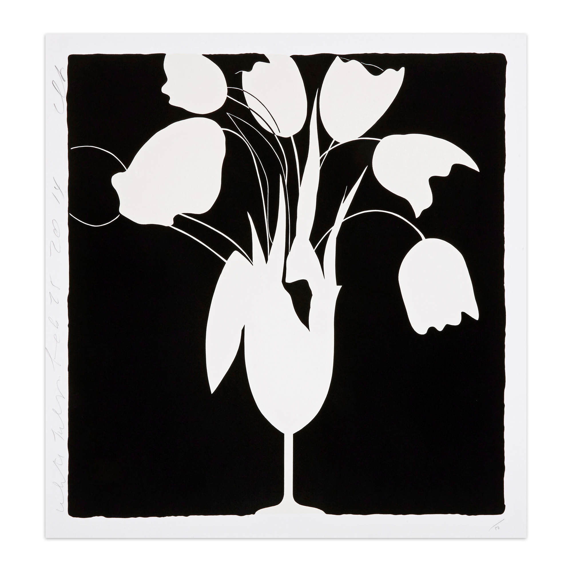 White Tulips And Vase by Donald Sultan