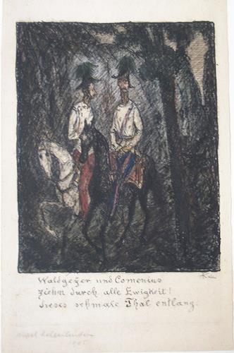 Zwei Reiter (waldgeyer Und Comenius) (two Horsemen) by Alfred Kubin at