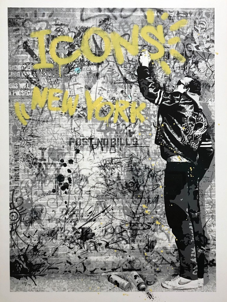 The Wall (yellow) by Mr. Brainwash