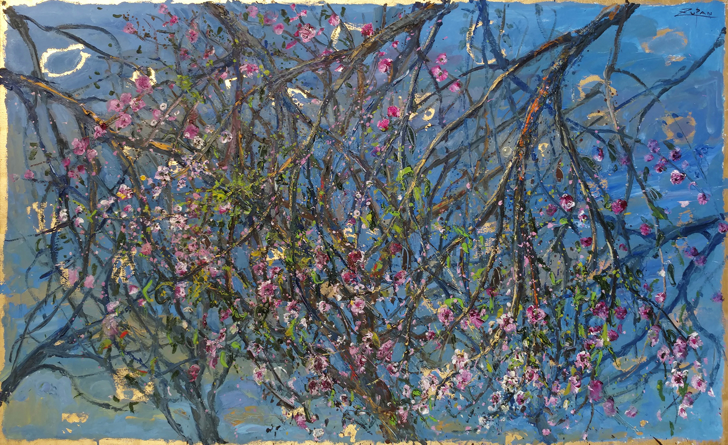 Grove Of Almond Trees In Moonlight by Bruno Zupan