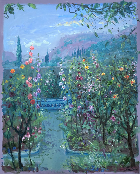 Hollyhocks In Chopin’s Garden by Bruno Zupan