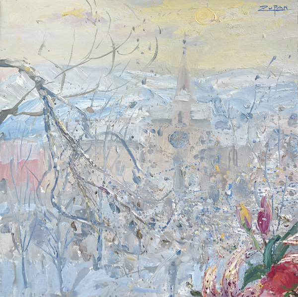 Village Church In The Snow by Bruno Zupan