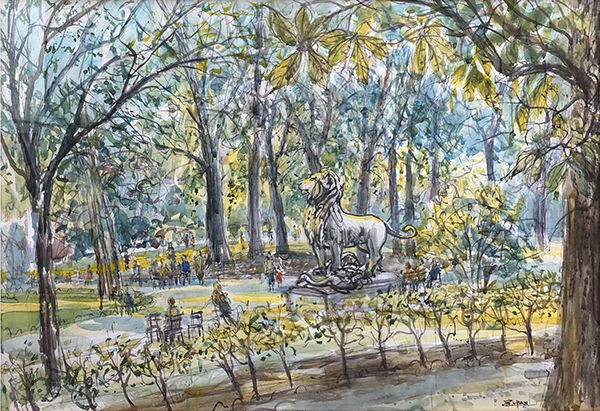 Lion In Luxembourg Garden by Bruno Zupan