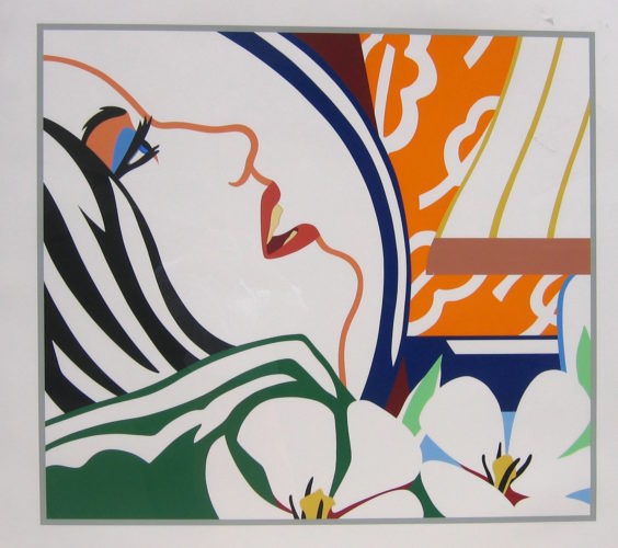 Bedroom Face With Orange Wallpaper by Tom Wesselmann