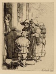 Beggars Receiving Alms at the Door of a House by Harmensz van Rijn Rembrandt at Sylvan Cole Gallery