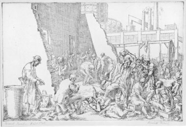East Tenth Street Jungle, 1934, rare first state by Reginald Marsh at Harris Schrank Fine Prints