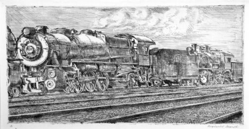 Pennsylvania Rail Road Loco Waiting to be Junked by Reginald Marsh at Harris Schrank Fine Prints
