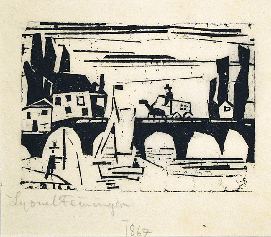 Wagon Crossing a Bridge (Wagen auf einer Brucke) by Lyonel Feininger