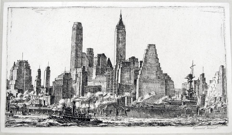 Skyline from Pier 10, Brooklyn by Reginald Marsh
