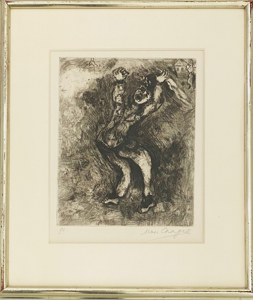 Le fou qui vend la sagesse (#91) from Jean De La Fontaine Fables by Marc Chagall