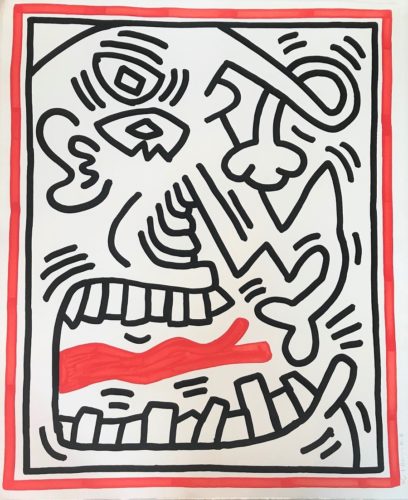Untitled (Red Tongue) by Keith Haring