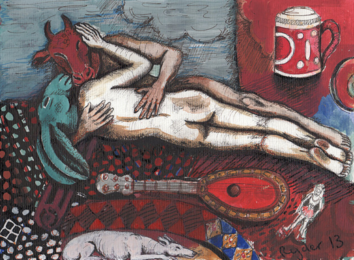 Lovers and Dog with Glass Mug by Sophie Ryder at Wetpaint Gallery