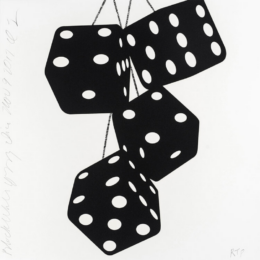 Black White Fuzzy Dice by Donald Sultan at Maune Contemporary