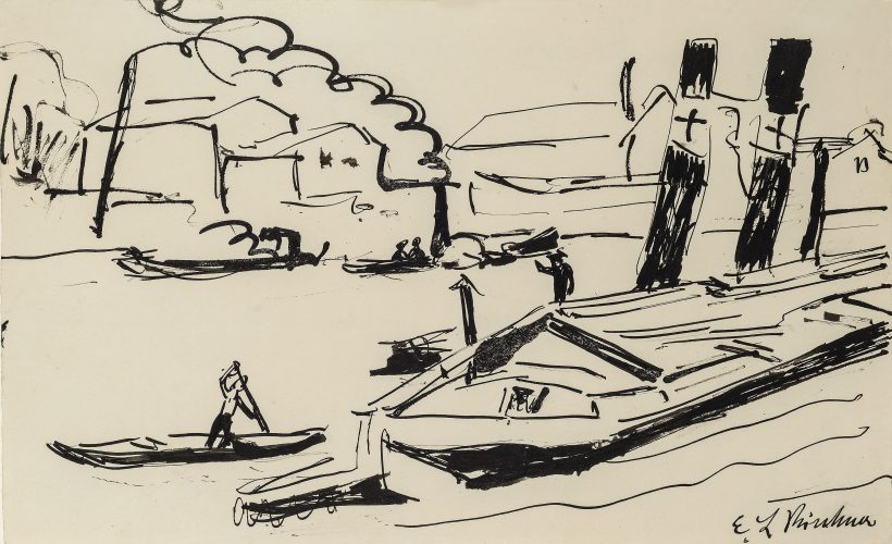 Elbdampfer – Barges by Ernst Ludwig Kirchner