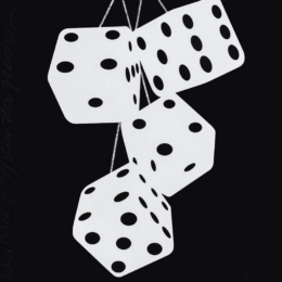 White Black Fuzzy Dice by Donald Sultan at Maune Contemporary