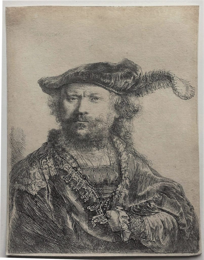 Self-portrait In A Velvet Cap With Plume by Harmensz van Rijn Rembrandt