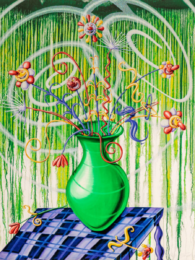 Flores (Green) by Kenny Scharf at Maune Contemporary