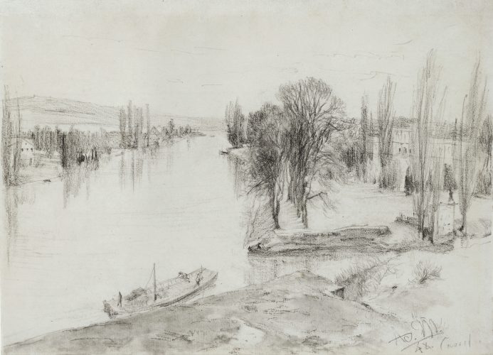 The River Fulda near Kassel by Adolph Menzel