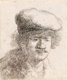 Rembrandt with Cap Pulled Forward by Harmensz van Rijn Rembrandt at Christopher-Clark Fine Art