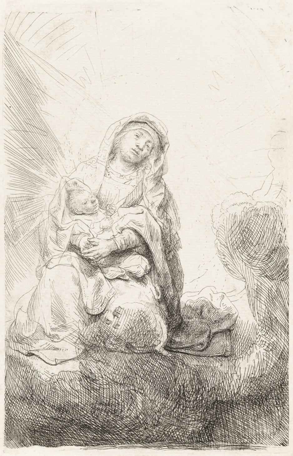 Virgin and Child in the Clouds by Harmensz van Rijn Rembrandt